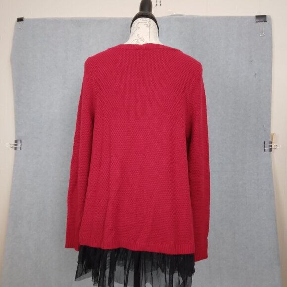 Torrid | Red Wool Blend Tulle Trim Sweater | Size 2X (18/20) - Picture 6 of 10